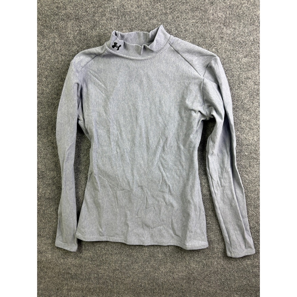 Under Armour ColdGear Top Womens Large Gray Mock Neck Long Sleeve Athletic